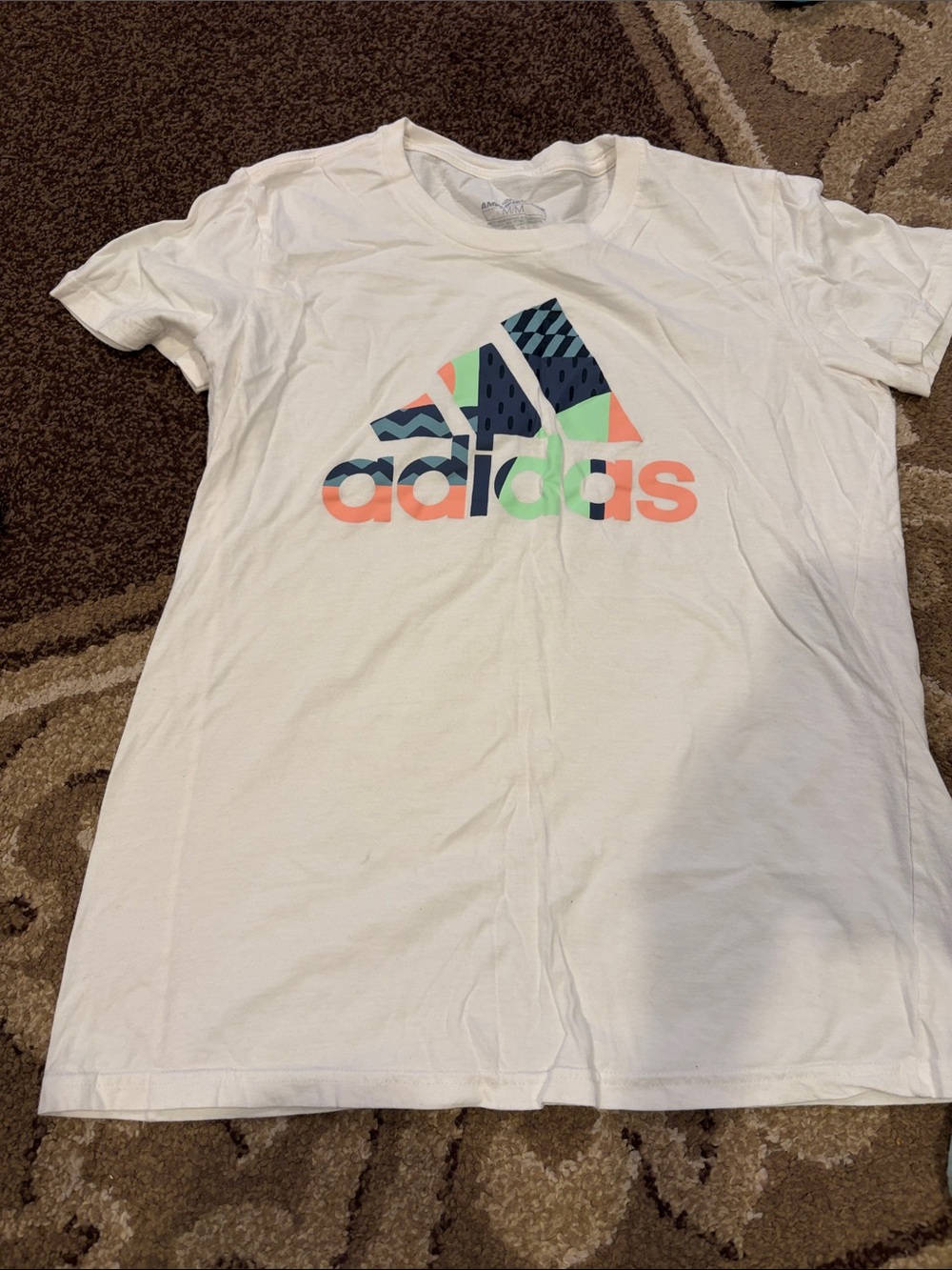 adidas White Graphic Logo T‑Shirt